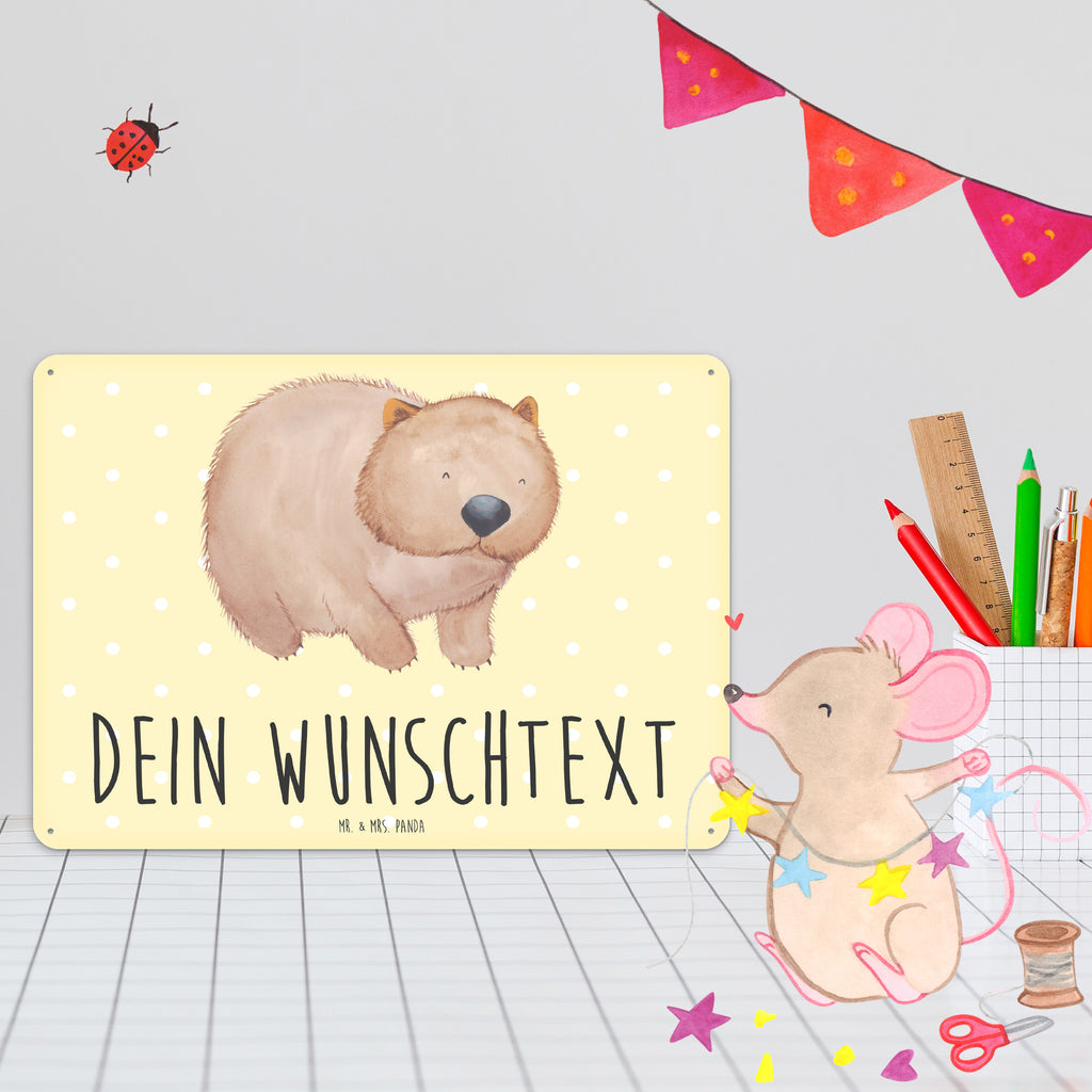 Personalisiertes Blechschild Wombat Blechschild, Metallschild, Geschenk Schild, Schild, Magnet-Metall-Schild, Deko Schild, Wandschild, Wand-Dekoration, Türschild, Tiermotive, Gute Laune, lustige Sprüche, Tiere, Wombat, Das Leben ist schön, Motivation, Spruch, Australien