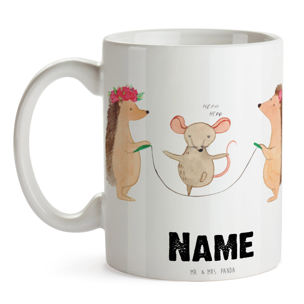 Personalisierte Tasse Igel Seilhüpfen Personalisierte Tasse, Namenstasse, Wunschname, Personalisiert, Tasse, Namen, Drucken, Tasse mit Namen, Tiermotive, Gute Laune, lustige Sprüche, Tiere, Igel, Maus, Seilspringen, Seilhüpfen, Kinder, Kindergarten