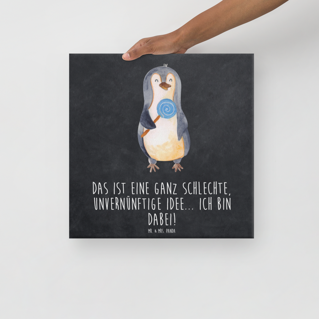 Leinwand Bild Pinguin Lolli Leinwand, Bild, Kunstdruck, Wanddeko, Dekoration, Pinguin, Pinguine, Lolli, Süßigkeiten, Blödsinn, Spruch, Rebell, Gauner, Ganove, Rabauke