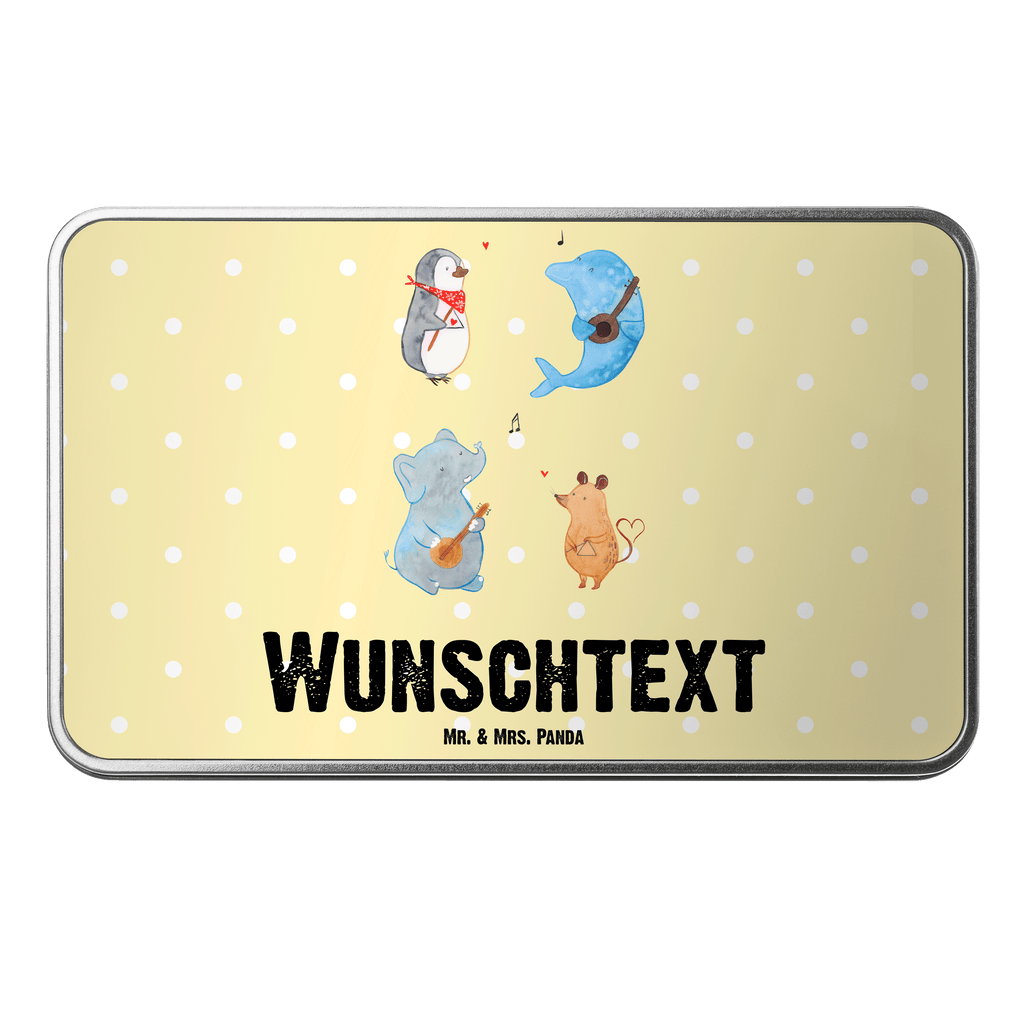 Personalisierte Metalldose Big Band Personalisierte Metalldose, Dose mit Namen, Namensdose, Kiste mit Namen, Namenskiste, Tiermotive, Gute Laune, lustige Sprüche, Tiere, Hund, Pinguin, Maus, Elefant, Delfin, Gitarre, Band, Triangel, Musikanten, Musik