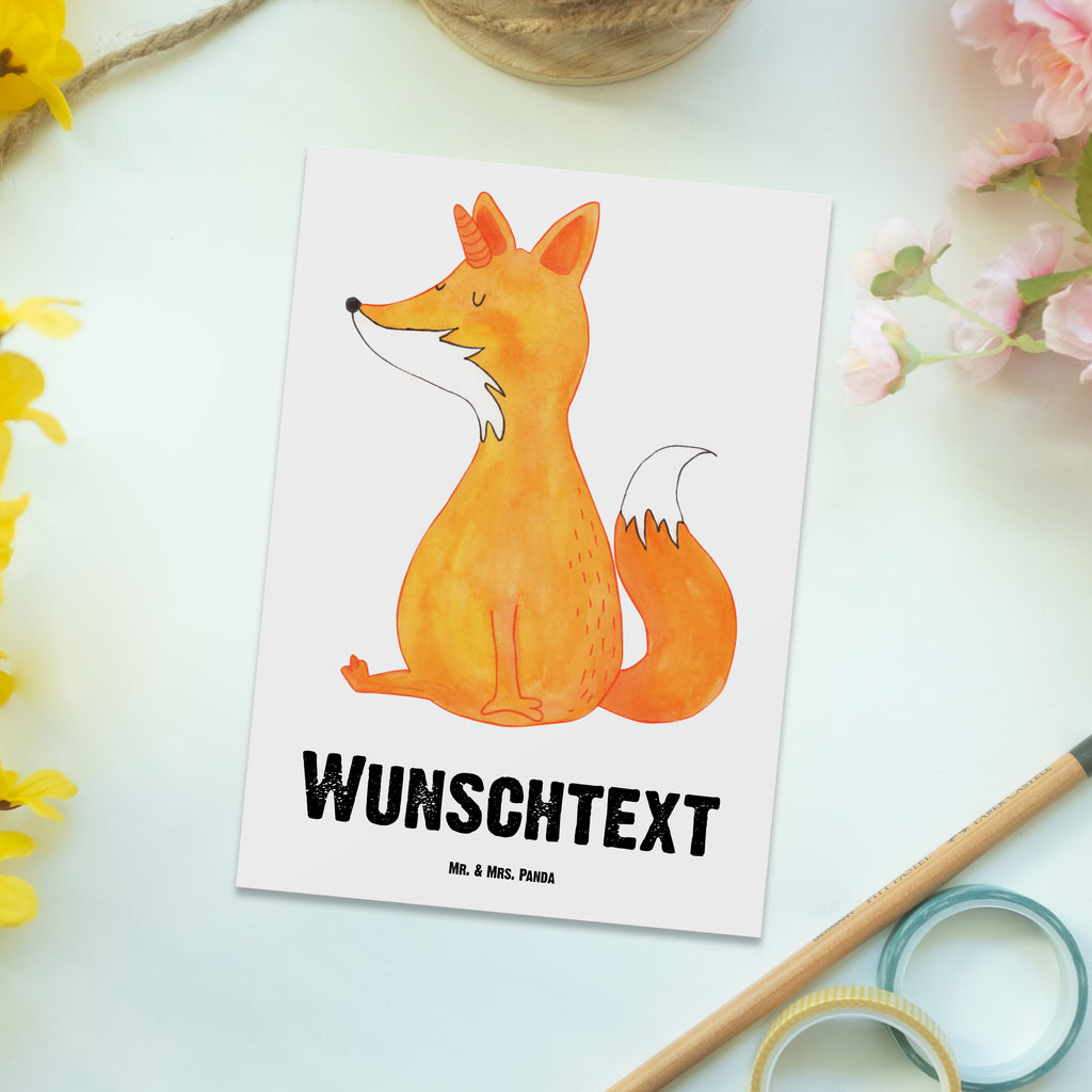 Personalisierte Postkarte Fuchshörnchen Postkarte mit Namen, Postkarte bedrucken, Postkarte mit Wunschtext, Postkarte personalisierbar, Geschenkkarte mit Namen, Grußkarte mit Namen, Karte mit Namen, Einladung mit Namen, Ansichtskarte mit Namen, Geschenkkarte mit Wunschtext, Grußkarte mit Wunschtext, Karte mit Wunschtext, Einladung mit Wunschtext, Ansichtskarte mit Wunschtext, Einhorn, Einhörner, Einhorn Deko, Pegasus, Unicorn, Fuchs, Unicorns, Fuchshörnchen, Fuchshorn, Foxycorn, Füchse