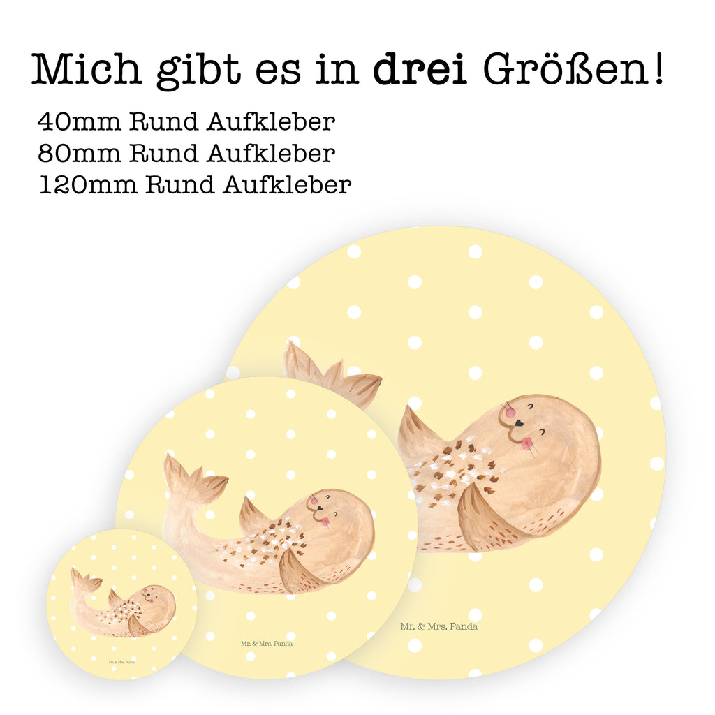 Rund Aufkleber Robbe liegend Sticker, Aufkleber, Etikett, Tiermotive, Gute Laune, lustige Sprüche, Tiere, Robbe, Robben, Seehund, Strand, Meerestier, Ostsee, Nordsee, Lachen, Freude