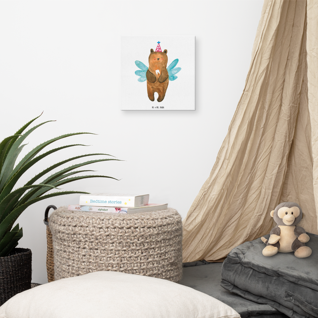 Leinwand Bild Bär Zahnfee Leinwand, Bild, Kunstdruck, Wanddeko, Dekoration, Bär, Teddy, Teddybär, Zahnfee, Fee, Milchzahn, Erster Zahn