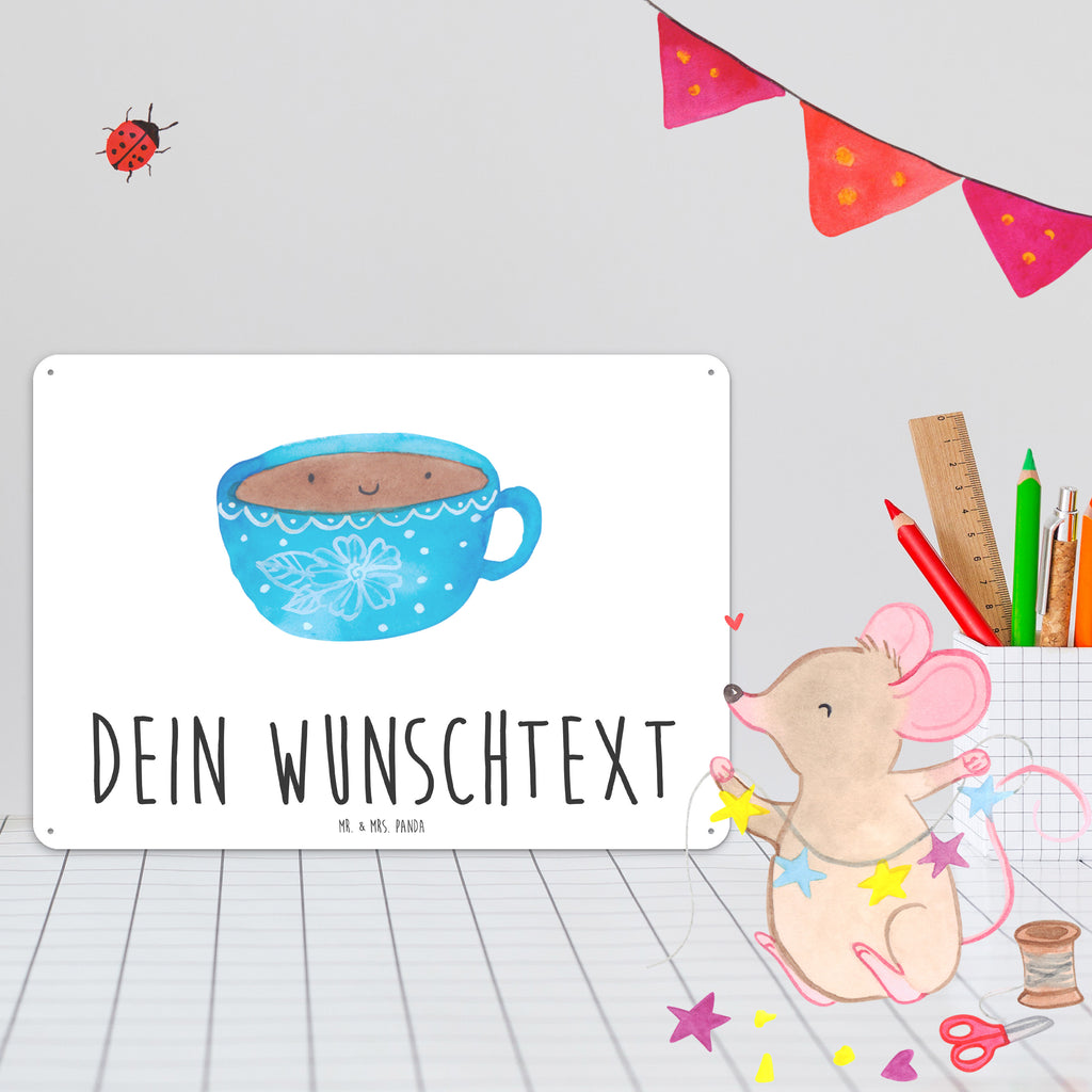 Personalisiertes Blechschild Kaffee Tasse Blechschild, Metallschild, Geschenk Schild, Schild, Magnet-Metall-Schild, Deko Schild, Wandschild, Wand-Dekoration, Türschild, Tiermotive, Gute Laune, lustige Sprüche, Tiere, Kaffee, Tasse, Liebe, Geschmack, Genuss, Glücklich