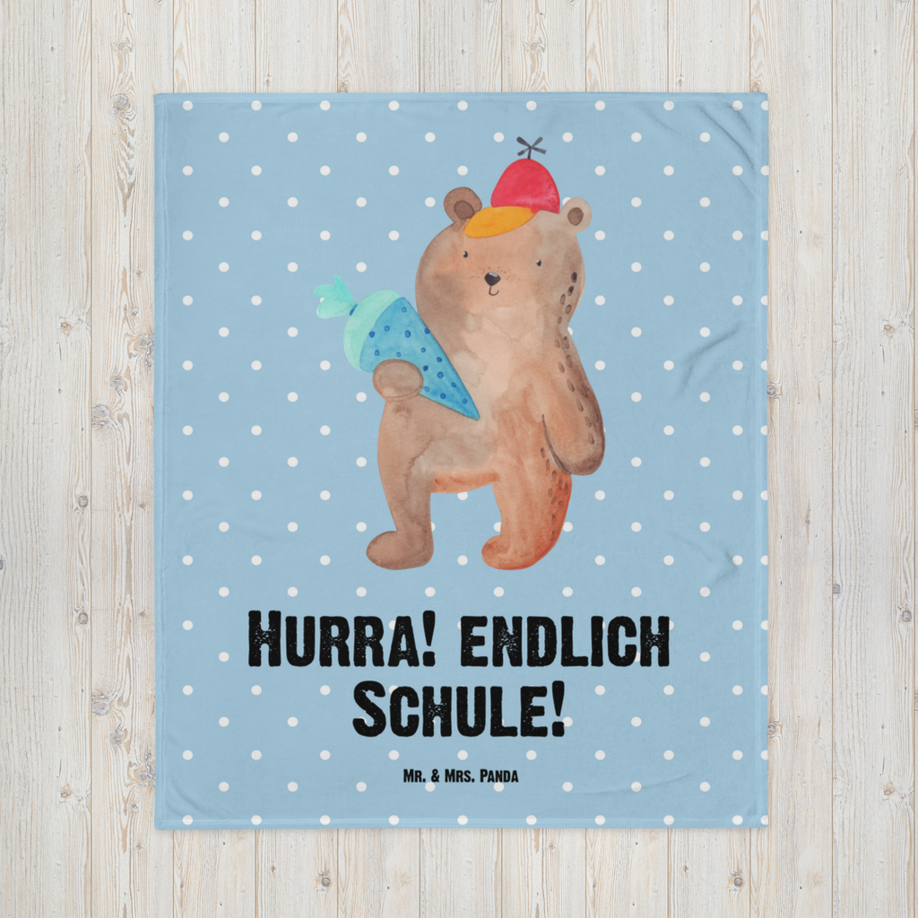 Kuscheldecke Bär Schultüte Decke, Wohndecke, Tagesdecke, Wolldecke, Sofadecke, Bär, Teddy, Teddybär, Bär Motiv, Schultüte, Erster Schultag Geschenk, Einschulung Geschenk, Schule Geschenk, Grundschule, Schulanfang, Schulbeginn