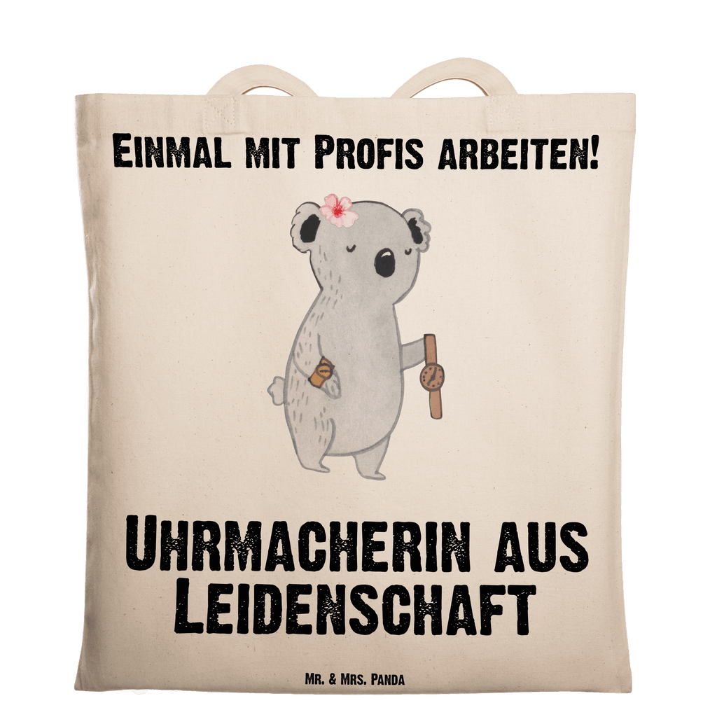 Tragetasche Uhrmacherin aus Leidenschaft Beuteltasche, Beutel, Einkaufstasche, Jutebeutel, Stoffbeutel, Tasche, Shopper, Umhängetasche, Strandtasche, Schultertasche, Stofftasche, Tragetasche, Badetasche, Jutetasche, Einkaufstüte, Laptoptasche, Beruf, Ausbildung, Jubiläum, Abschied, Rente, Kollege, Kollegin, Geschenk, Schenken, Arbeitskollege, Mitarbeiter, Firma, Danke, Dankeschön