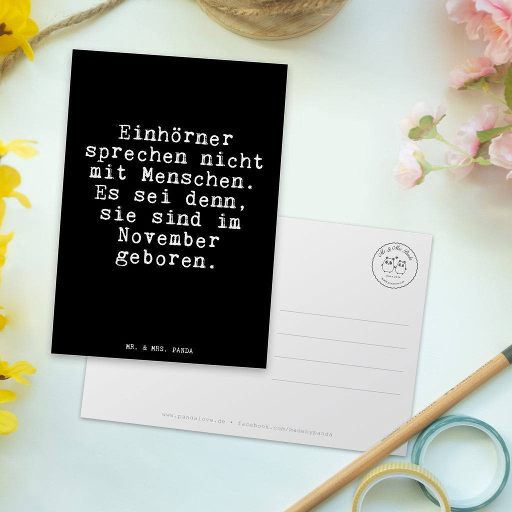 Postkarte Fun Talk Einhörner sprechen nicht mit Menschen. Es sei denn, sie sind im November geboren. Postkarte, Karte, Geschenkkarte, Grußkarte, Einladung, Ansichtskarte, Geburtstagskarte, Einladungskarte, Dankeskarte, Ansichtskarten, Einladung Geburtstag, Einladungskarten Geburtstag, Spruch, Sprüche, lustige Sprüche, Weisheiten, Zitate, Spruch Geschenke, Glizer Spruch Sprüche Weisheiten Zitate Lustig Weisheit Worte