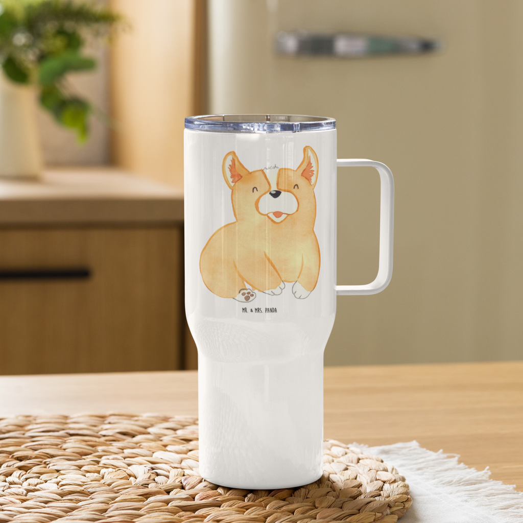 XXL Thermobecher Corgie Thermobecher, XL Thermobecher, Reisebecher, XL Reisetasse, Großer Thermobecher, Autobecher, Jumbo Becher, Hund, Hundemotiv, Haustier, Hunderasse, Tierliebhaber, Hundebesitzer, Sprüche, Corgie, Welsh Corgie Pembroke, britisch, Motivation, Spruch, Hundespruch, Lebensfreude