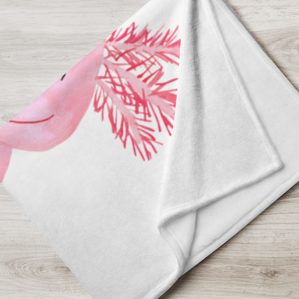 Babydecke Axolotl Glücklich Babydecke, Babygeschenk, Geschenk Geburt, Babyecke Kuscheldecke, Krabbeldecke, Axolotl, Molch, Axolot, Schwanzlurch, Lurch, Lurche, Motivation, gute Laune