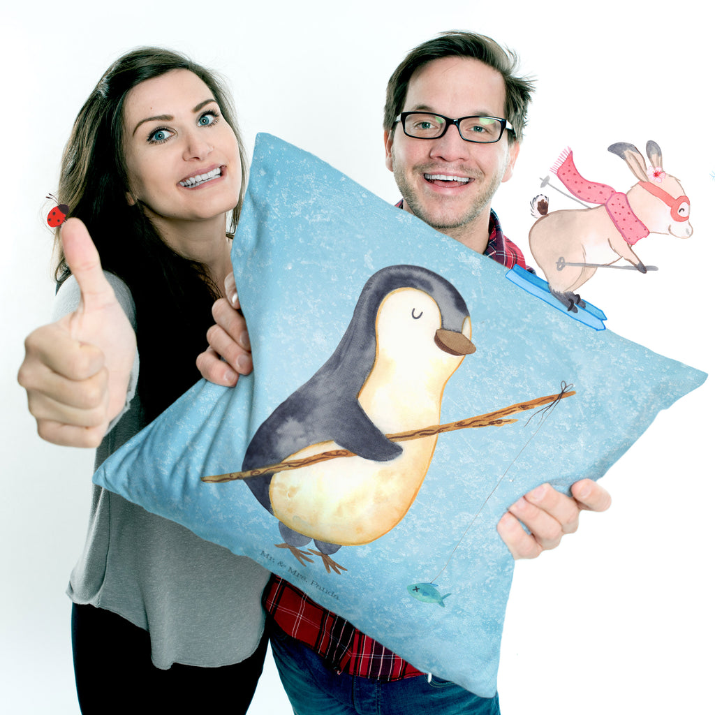 40x40 Kissen Pinguin Angler Kissenhülle, Kopfkissen, Sofakissen, Dekokissen, Motivkissen, Pinguin, Pinguine, Angeln, Angler, Tagträume, Hobby, Plan, Planer, Tagesplan, Neustart, Motivation, Geschenk, Freundinnen, Geschenkidee, Urlaub, Wochenende