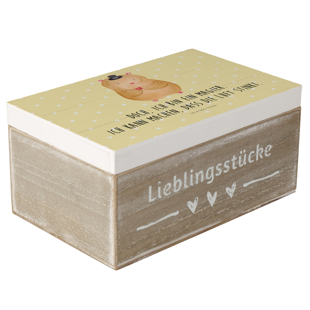 Holzkiste Hamster Hut Holzkiste, Kiste, Schatzkiste, Truhe, Schatulle, XXL, Erinnerungsbox, Erinnerungskiste, Dekokiste, Aufbewahrungsbox, Geschenkbox, Geschenkdose, Tiermotive, Gute Laune, lustige Sprüche, Tiere, Hamster, Hut, Magier, Zylinder, Zwerghamster, Zauberer