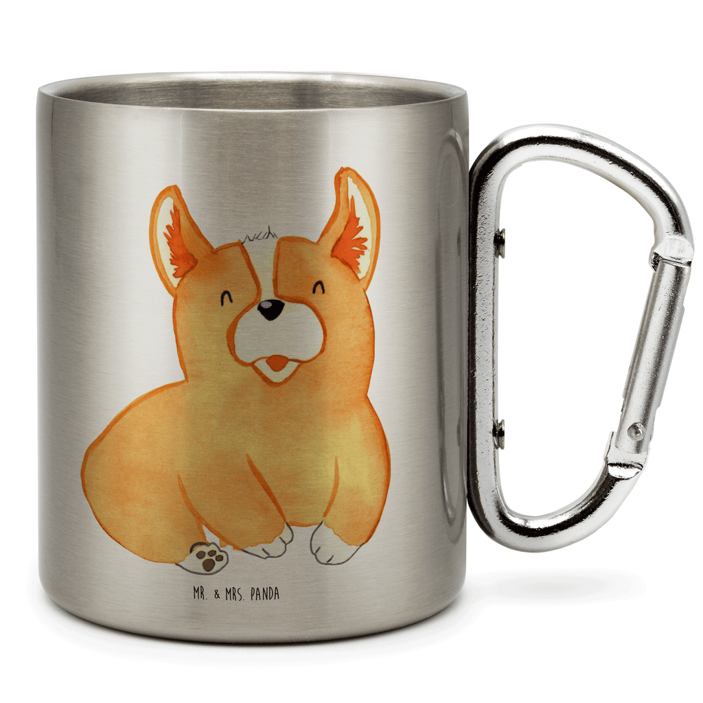 Edelstahlbecher Corgie Edelstahltasse, Karabiner, Edelstahlbecher, Outdoor, Camping, Tasse, Becher, Hund, Hundemotiv, Haustier, Hunderasse, Tierliebhaber, Hundebesitzer, Sprüche, Corgie, Welsh Corgie Pembroke, britisch, Motivation, Spruch, Hundespruch, Lebensfreude