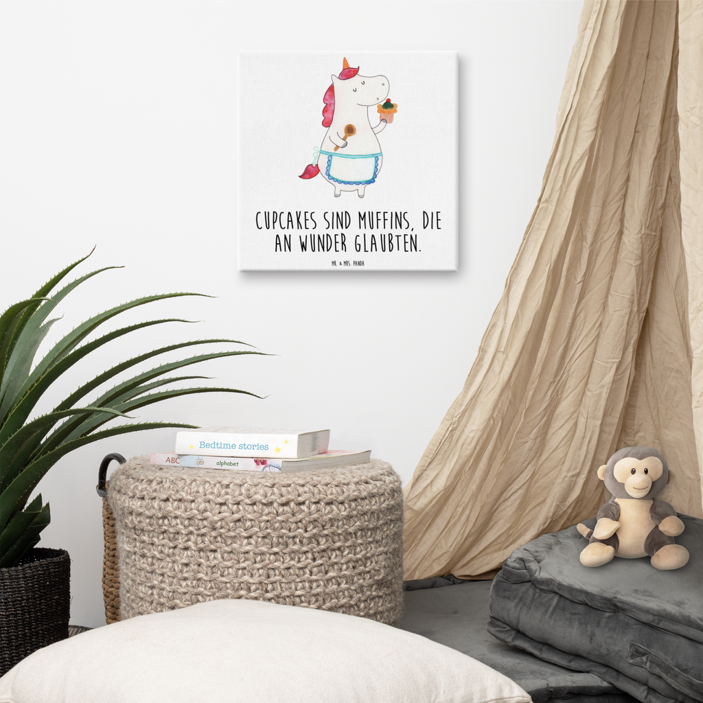 Leinwand Bild Einhorn Küchenfee Leinwand, Bild, Kunstdruck, Wanddeko, Dekoration, Einhorn, Einhörner, Einhorn Deko, Pegasus, Unicorn, backen, Muffin, Motivation, Träumer, träumen, Bäckerin, Hobbykoch, Koch, Torte, Kuchen