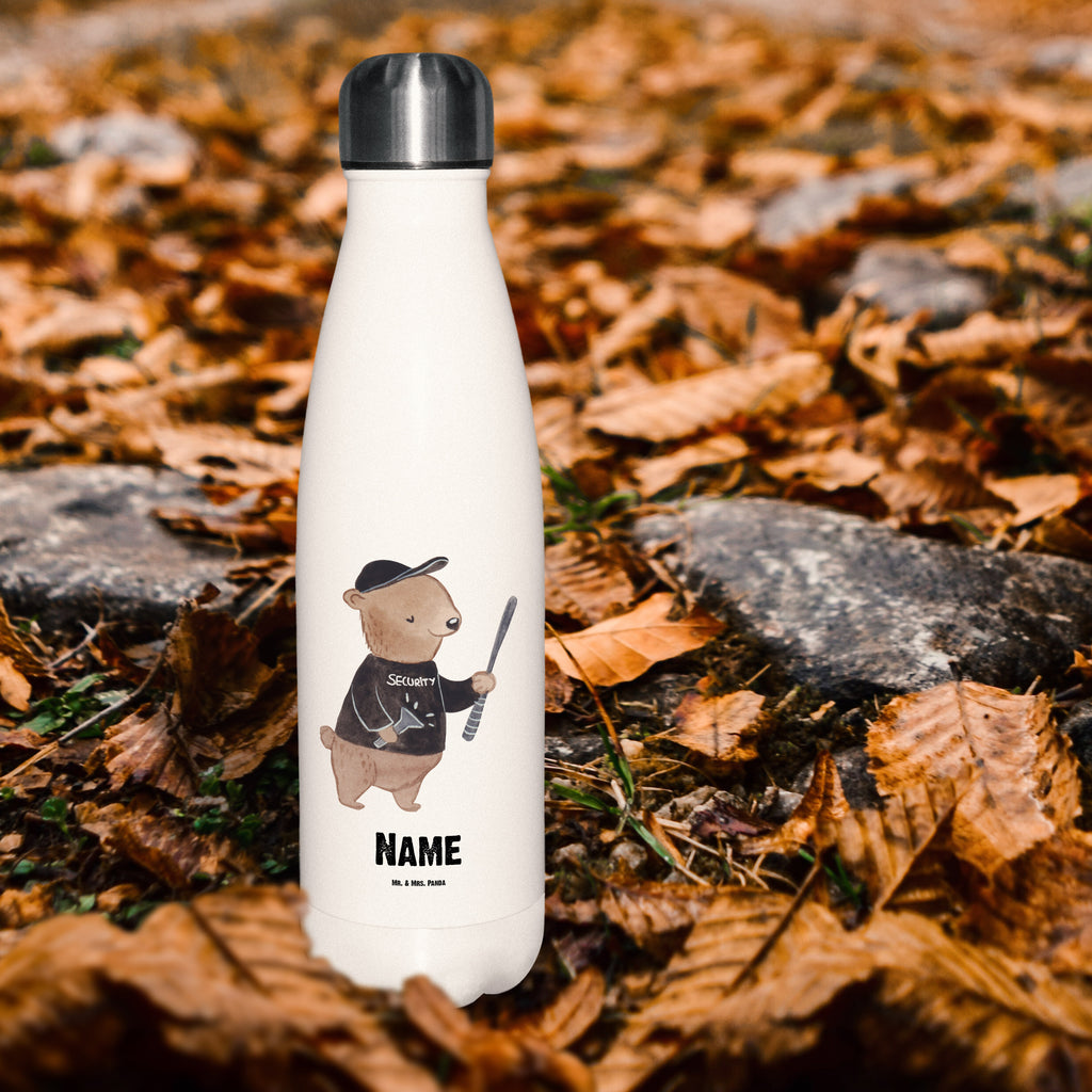 Personalisierte Thermosflasche Sicherheitsdienstmitarbeiter mit Herz Personalisierte Isolierflasche, Personalisierte Thermoflasche, Personalisierte Trinkflasche, Trinkflasche Mit Namen, Wunschname, Bedrucken, Namensflasche, Beruf, Ausbildung, Jubiläum, Abschied, Rente, Kollege, Kollegin, Geschenk, Schenken, Arbeitskollege, Mitarbeiter, Firma, Danke, Dankeschön