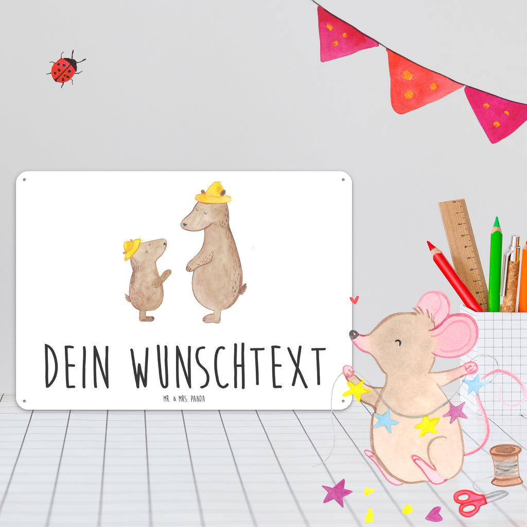 Personalisiertes Blechschild Bären mit Hut Blechschild, Metallschild, Geschenk Schild, Schild, Magnet-Metall-Schild, Deko Schild, Wandschild, Wand-Dekoration, Türschild, Familie, Vatertag, Muttertag, Bruder, Schwester, Mama, Papa, Oma, Opa, Bär, Bären, Vater, Papi, Paps, Dad, Daddy, Lieblingsmensch, Sohn, Söhne, Kind, Kinder, Vater-Sohn, Family, Vorbild