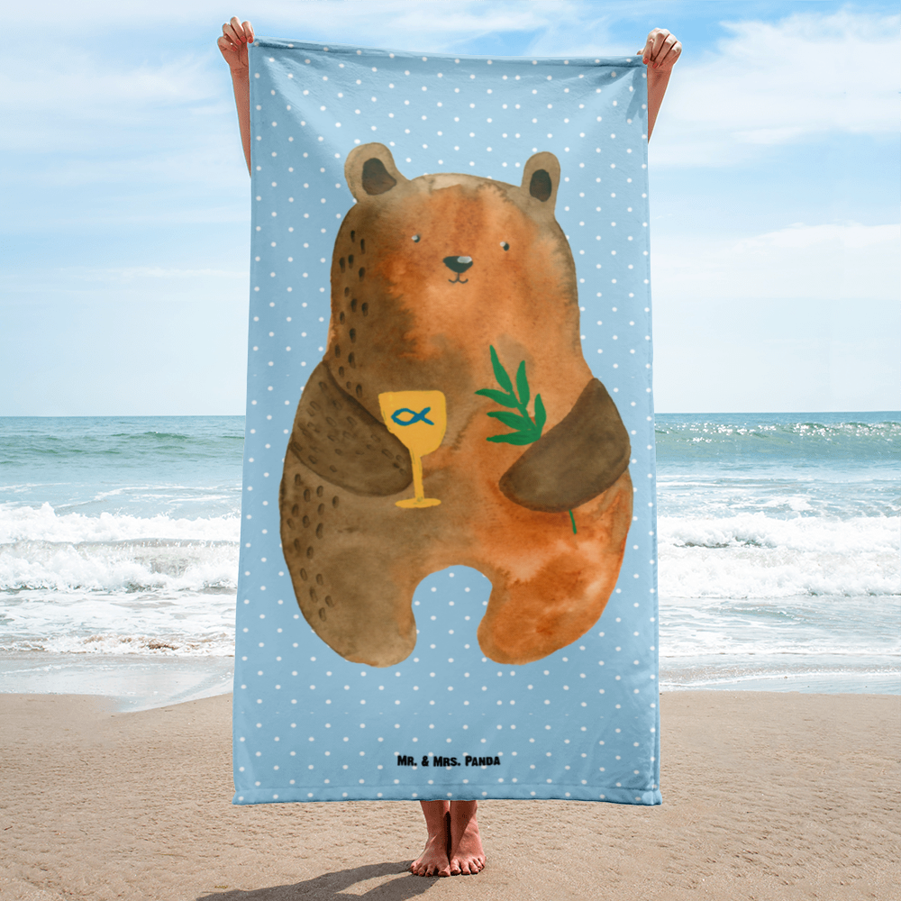 XL Badehandtuch Konfirmation-Bär Handtuch, Badetuch, Duschtuch, Strandtuch, Saunatuch, Bär, Teddy, Teddybär, Konfirmation, Kirche, evangelisch, Gottesdienst