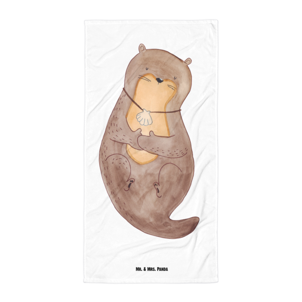 XL Badehandtuch Otter Muschel Handtuch, Badetuch, Duschtuch, Strandtuch, Saunatuch, Otter, Fischotter, Seeotter, Otterliebe, grübeln, träumen, Motivation, Tagträumen, Büro