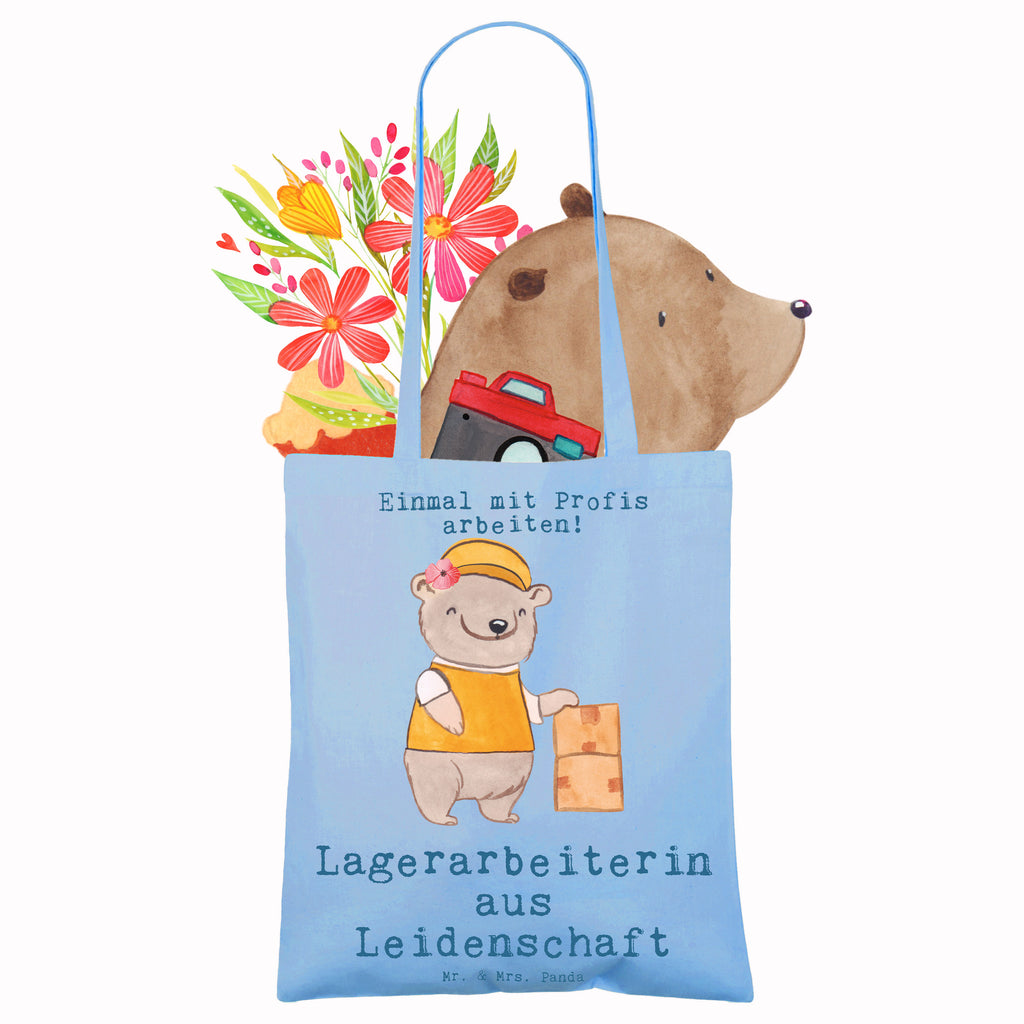 Tragetasche Lagerarbeiterin aus Leidenschaft Beuteltasche, Beutel, Einkaufstasche, Jutebeutel, Stoffbeutel, Tasche, Shopper, Umhängetasche, Strandtasche, Schultertasche, Stofftasche, Tragetasche, Badetasche, Jutetasche, Einkaufstüte, Laptoptasche, Beruf, Ausbildung, Jubiläum, Abschied, Rente, Kollege, Kollegin, Geschenk, Schenken, Arbeitskollege, Mitarbeiter, Firma, Danke, Dankeschön, Lagerarbeiterin, Fachlageristin, Lageristin, Lagerverwalterin