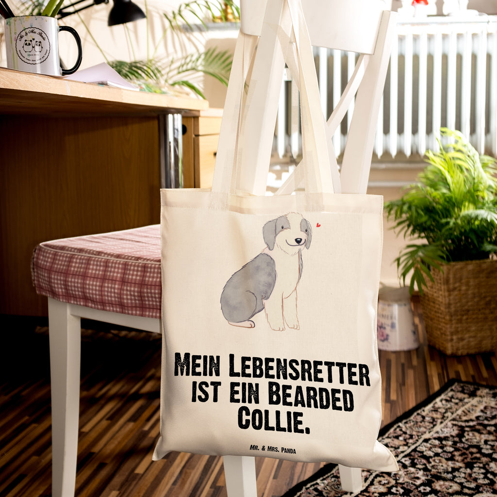 Tragetasche Bearded Collie Lebensretter Beuteltasche, Beutel, Einkaufstasche, Jutebeutel, Stoffbeutel, Tasche, Shopper, Umhängetasche, Strandtasche, Schultertasche, Stofftasche, Tragetasche, Badetasche, Jutetasche, Einkaufstüte, Laptoptasche, Hund, Hunderasse, Rassehund, Hundebesitzer, Geschenk, Tierfreund, Schenken, Welpe, Bearded Collie, britischer Hütehund