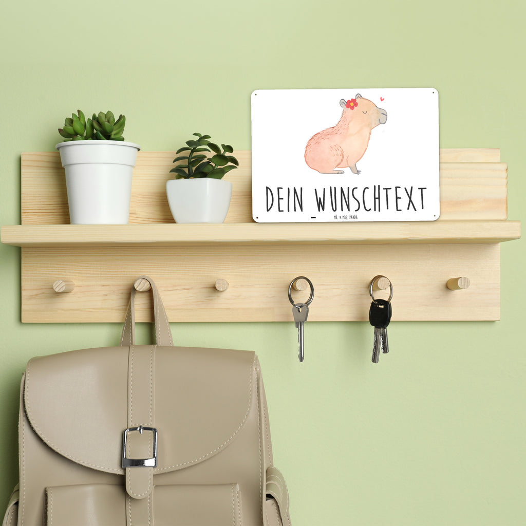 Personalisiertes Blechschild Capybara Blume Blechschild, Metallschild, Geschenk Schild, Schild, Magnet-Metall-Schild, Deko Schild, Wandschild, Wand-Dekoration, Türschild, Tiermotive, Gute Laune, lustige Sprüche, Tiere, Capybara