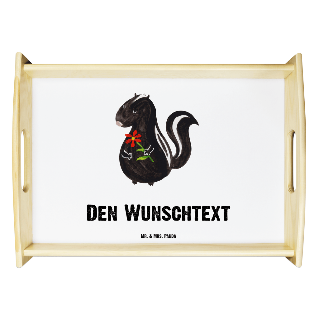 Personalisiertes Serviertablett Stinktier Blume Personalisiertes Serviertablett, Personalisiertes Tablett, Personalisiertes Holztablett, Personalisiertes Küchentablett, Personalisiertes Dekotablett, Personalisiertes Frühstückstablett, Serviertablett mit Namen, Tablett mit Namen, Stinktier, Skunk, Wildtier, Raubtier, Stinker, Stinki, Tagträumer, verträumt, Dreams, Träume