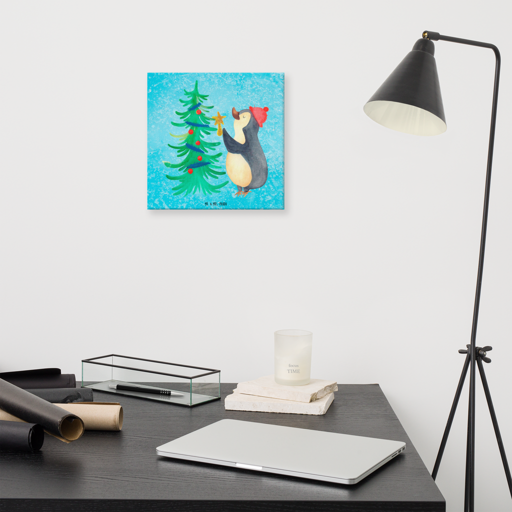 Leinwand Bild Pinguin Weihnachtsbaum Leinwand, Bild, Kunstdruck, Wanddeko, Dekoration, Winter, Weihnachten, Weihnachtsdeko, Nikolaus, Advent, Heiligabend, Wintermotiv, Pinguin