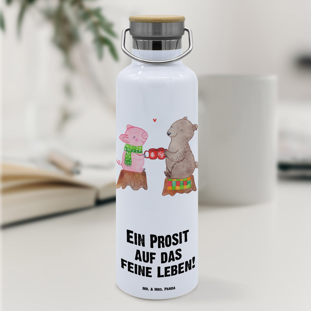 Trinkflasche Glühschwein Sause Thermosflasche, Isolierflasche, Edelstahl, Trinkflasche, isoliert, Wamrhaltefunktion, Sportflasche, Flasche zum Sport, Sportlerflasche, Winter, Weihnachten, Weihnachtsdeko, Nikolaus, Advent, Heiligabend, Wintermotiv, Prost, Alles Gute, Weihnachtszeit, Schwein, Bär