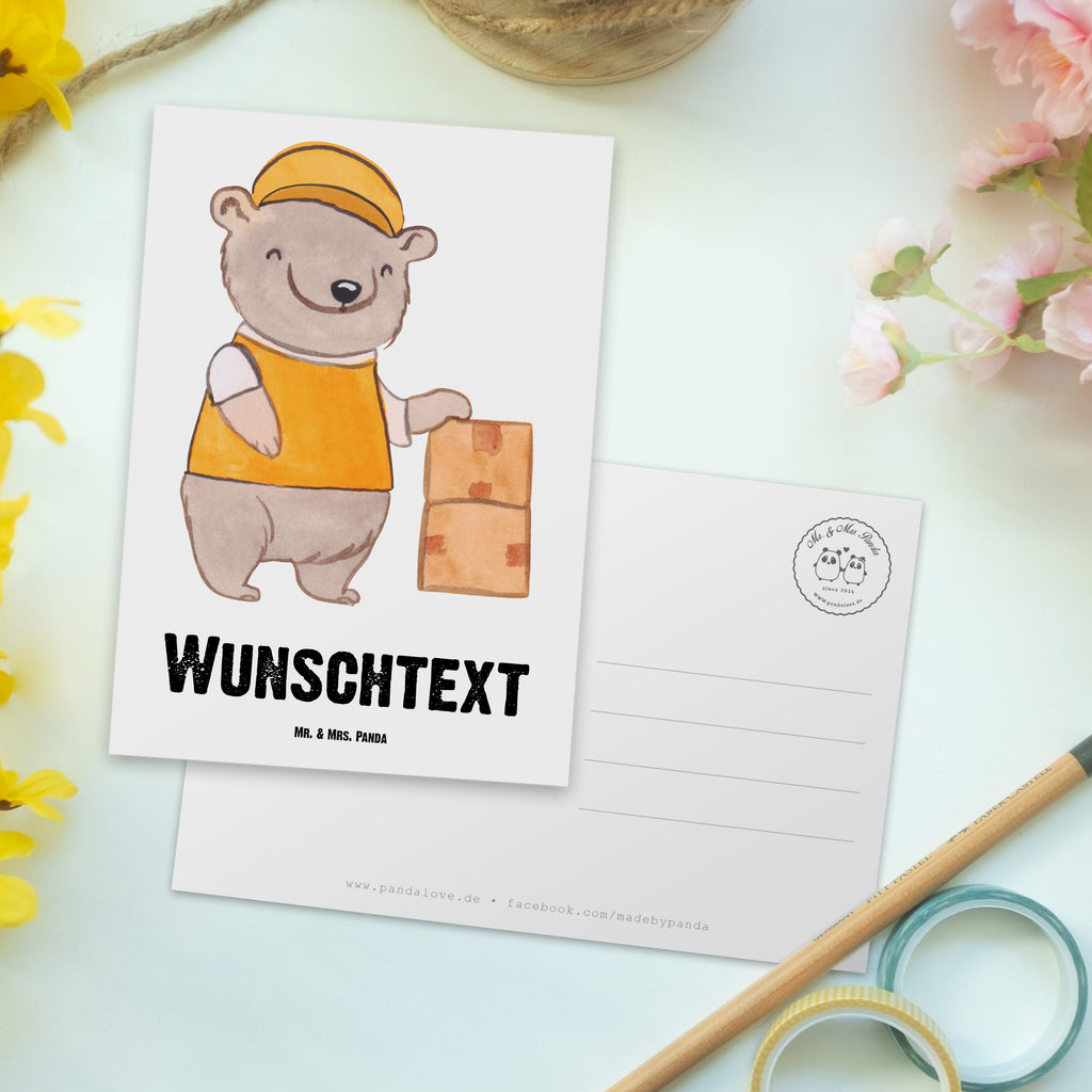 Personalisierte Postkarte Möbelpackerin mit Herz Postkarte mit Namen, Postkarte bedrucken, Postkarte mit Wunschtext, Postkarte personalisierbar, Geschenkkarte mit Namen, Grußkarte mit Namen, Karte mit Namen, Einladung mit Namen, Ansichtskarte mit Namen, Geschenkkarte mit Wunschtext, Grußkarte mit Wunschtext, Karte mit Wunschtext, Einladung mit Wunschtext, Ansichtskarte mit Wunschtext, Beruf, Ausbildung, Jubiläum, Abschied, Rente, Kollege, Kollegin, Geschenk, Schenken, Arbeitskollege, Mitarbeiter, Firma, Danke, Dankeschön, Möbelpackerin, Umzugshelferin, Umzugsfirma, Umzugsservice