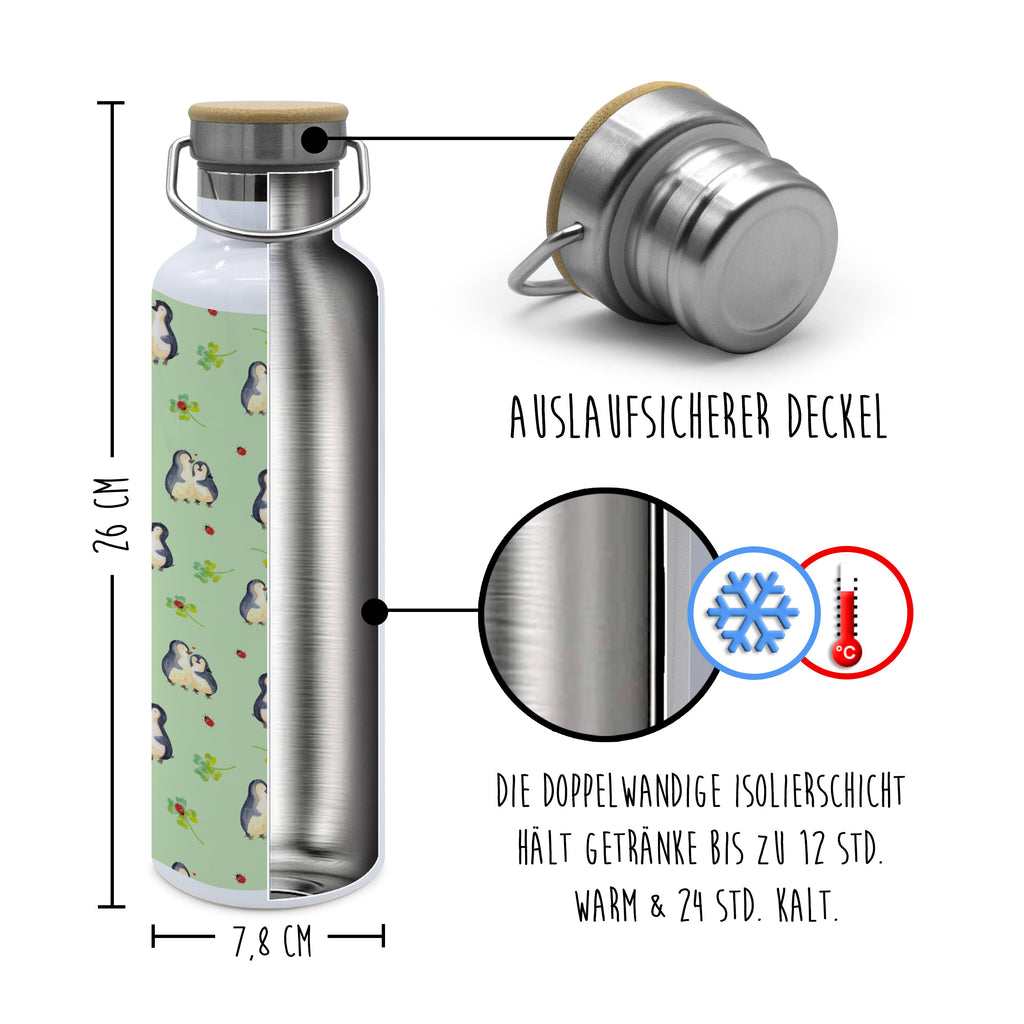 Trinkflasche Pinguin Marienkäfer Muster Thermosflasche, Isolierflasche, Edelstahl, Trinkflasche, isoliert, Wamrhaltefunktion, Sportflasche, Flasche zum Sport, Sportlerflasche, Pinguin, Pinguine, Marienkäfer, Liebe, Wunder, Glück, Freude, Lebensfreude