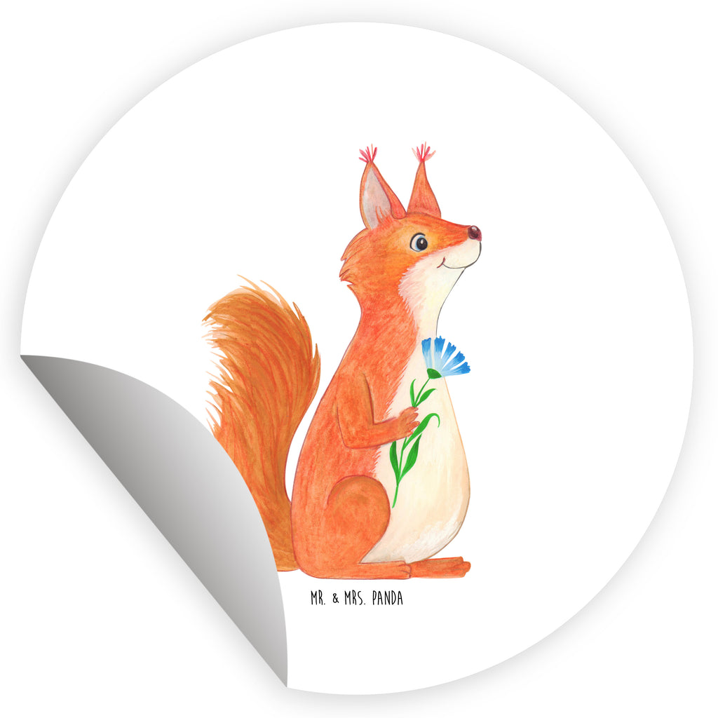 Rund Aufkleber Eichhörnchen Blume Sticker, Aufkleber, Etikett, Tiermotive, Gute Laune, lustige Sprüche, Tiere, Eichhörnchen, Eichhorn, Spruch positiv, Lachen, Spaß, Motivation Sprüche, Motivation Bilder, glücklich Spruch, Spruch Deko