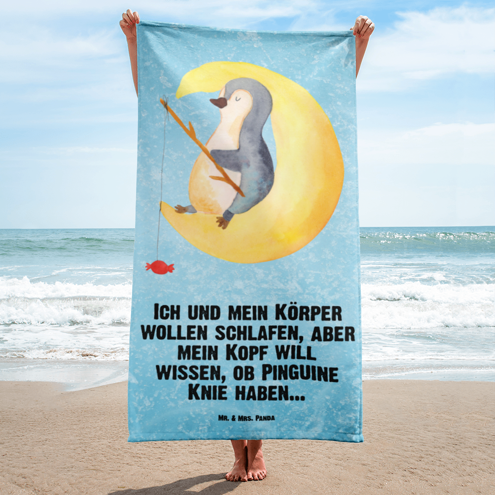 XL Badehandtuch Pinguin Mond Handtuch, Badetuch, Duschtuch, Strandtuch, Saunatuch, Pinguin, Pinguine, Spruch, schlafen, Nachtruhe, Einschlafen, Schlafzimmer, Schlafstörungen, Gästezimmer