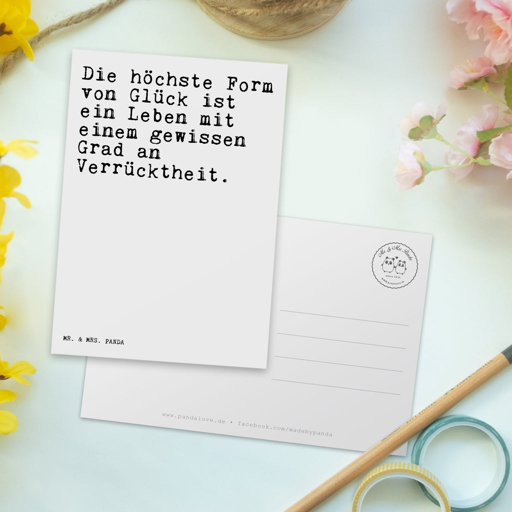 Postkarte Sprüche und Zitate Die höchste Form von Glück ist ein Leben mit einem gewissen Grad an Verrücktheit. Postkarte, Karte, Geschenkkarte, Grußkarte, Einladung, Ansichtskarte, Geburtstagskarte, Einladungskarte, Dankeskarte, Ansichtskarten, Einladung Geburtstag, Einladungskarten Geburtstag, Spruch, Sprüche, lustige Sprüche, Weisheiten, Zitate, Spruch Geschenke, Spruch Sprüche Weisheiten Zitate Lustig Weisheit Worte