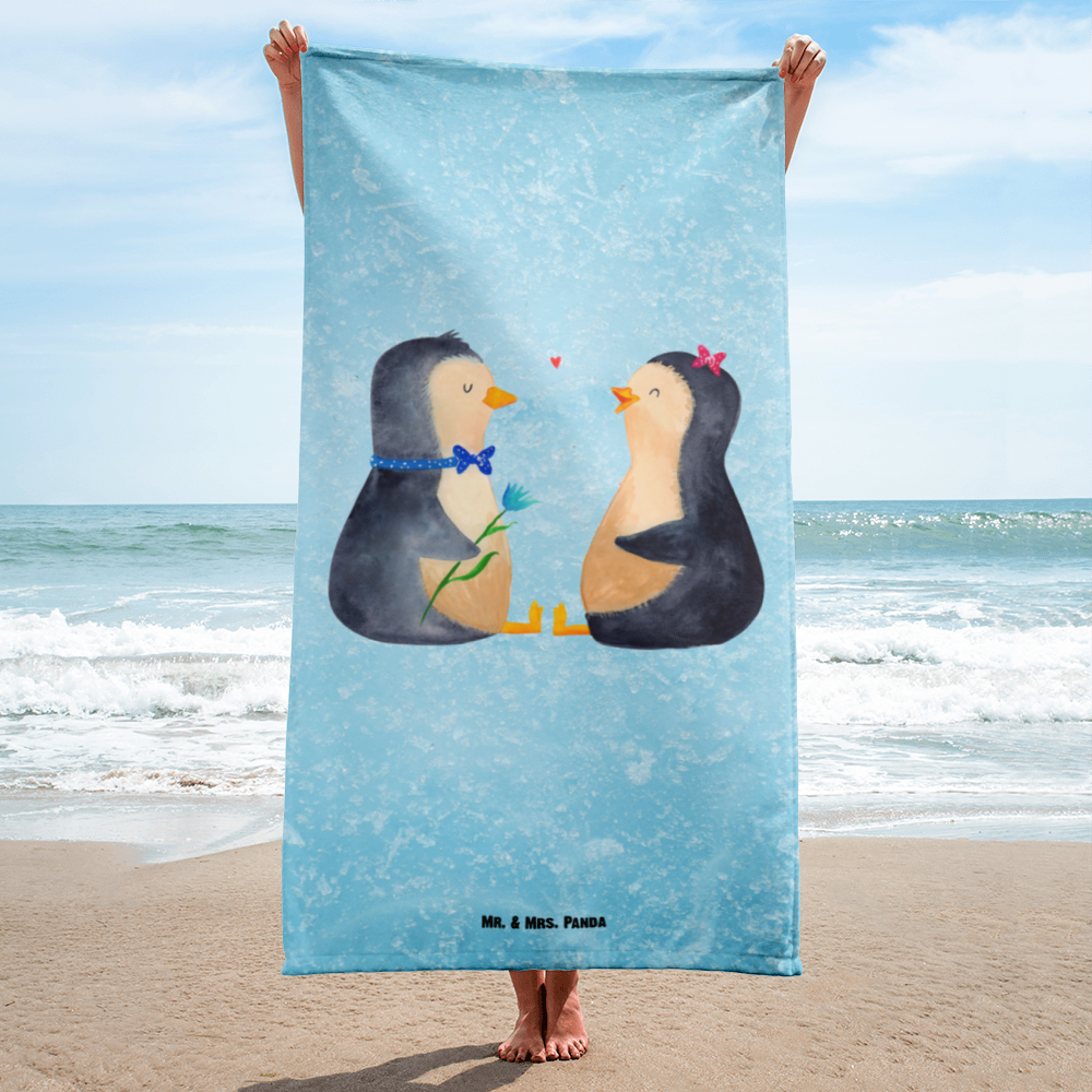 XL Badehandtuch Pinguin Pärchen Handtuch, Badetuch, Duschtuch, Strandtuch, Saunatuch, Pinguin, Pinguine, Liebe, Liebespaar, Liebesbeweis, Liebesgeschenk, Verlobung, Jahrestag, Hochzeitstag, Hochzeit, Hochzeitsgeschenk, große Liebe, Traumpaar