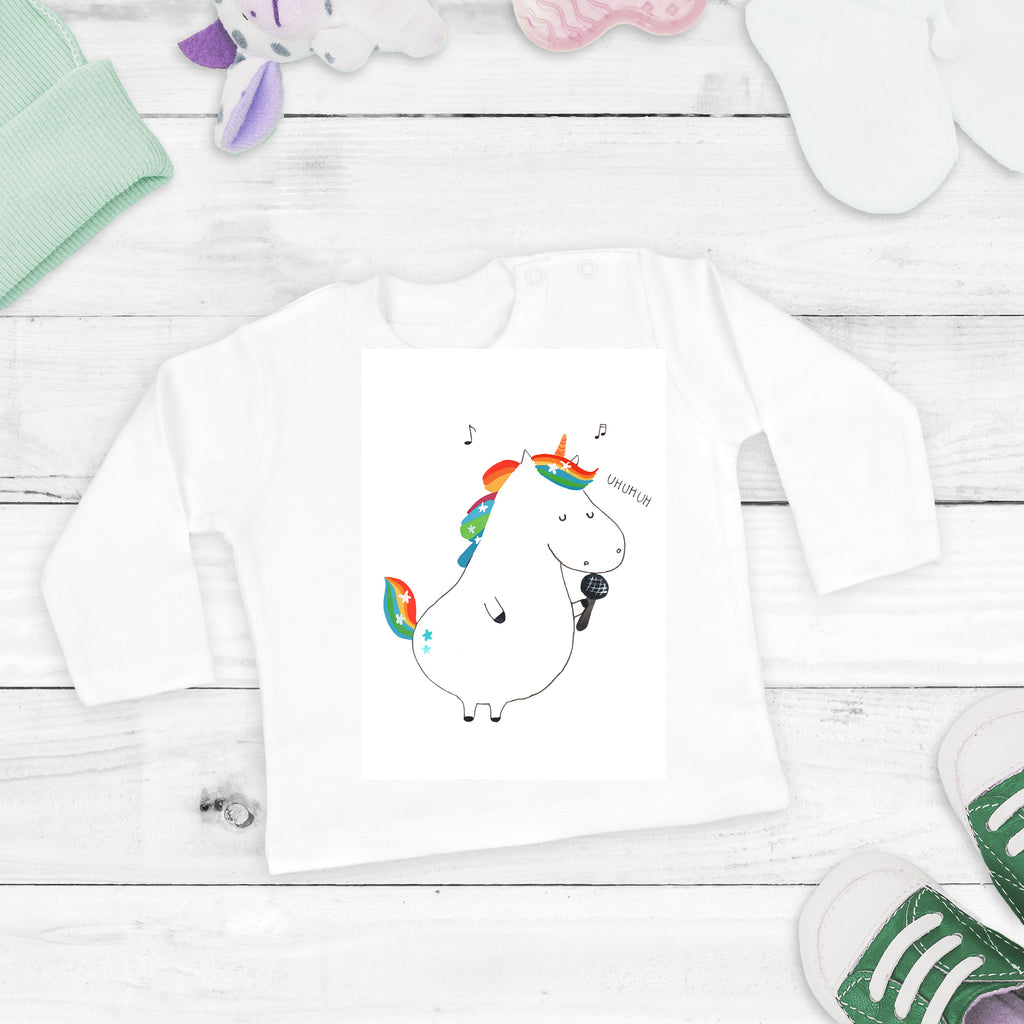 Baby Longsleeve Einhorn Sänger Mädchen, Jungen, Baby, Langarm, Bio, Kleidung, Einhorn, Einhörner, Einhorn Deko, Pegasus, Unicorn, Glitzer, Konfetti, Party, Geburtstag, Feier, Fest, Disco, Sängerin, Sänger, Freundin