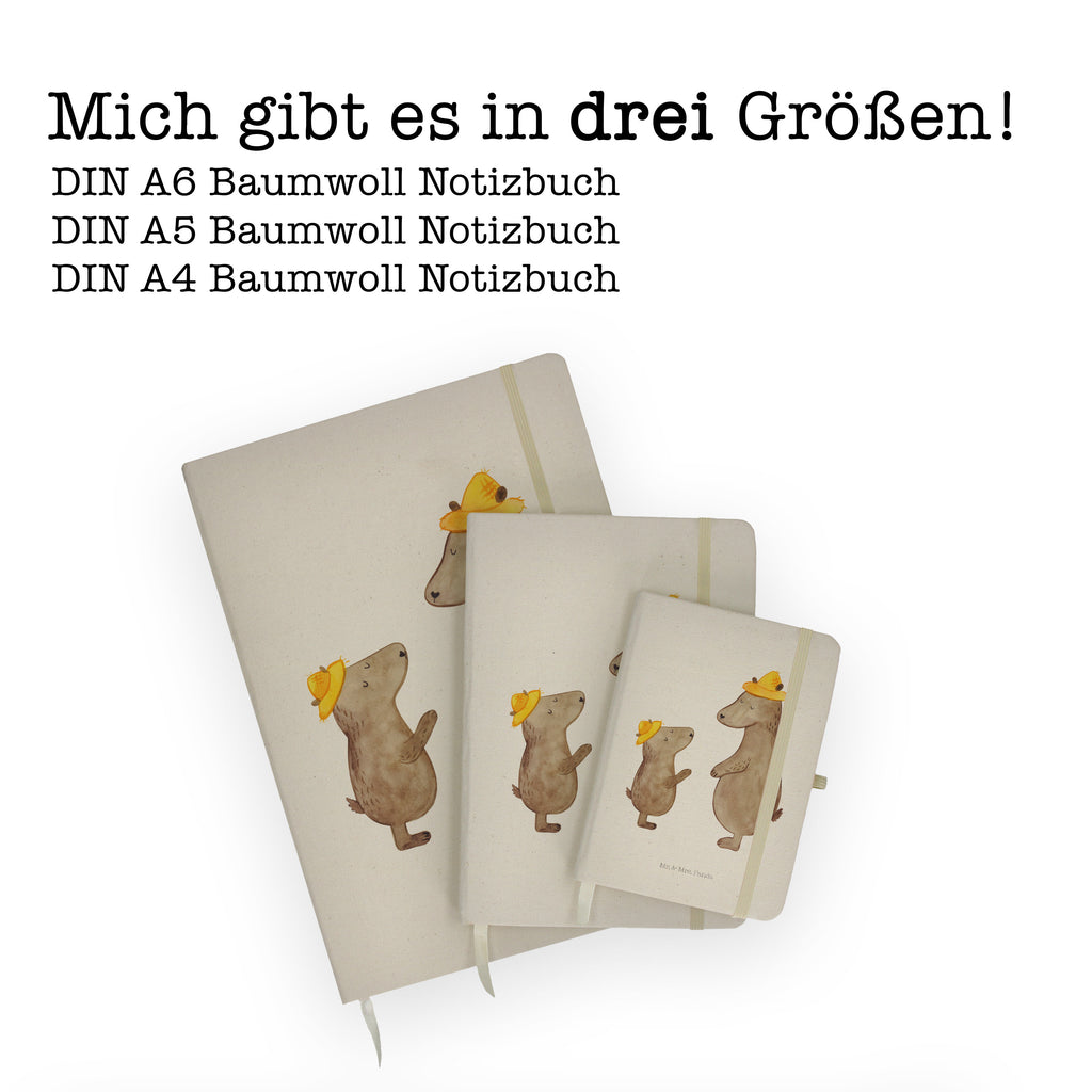 Baumwoll Notizbuch Bären mit Hut Notizen, Eintragebuch, Tagebuch, Notizblock, Adressbuch, Journal, Kladde, Skizzenbuch, Notizheft, Schreibbuch, Schreibheft, Familie, Vatertag, Muttertag, Bruder, Schwester, Mama, Papa, Oma, Opa, Bär, Bären, Vater, Papi, Paps, Dad, Daddy, Lieblingsmensch, Sohn, Söhne, Kind, Kinder, Vater-Sohn, Family, Vorbild