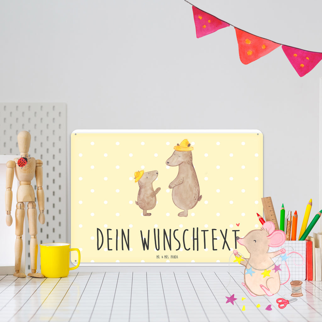 Personalisiertes Blechschild Bären mit Hut Blechschild, Metallschild, Geschenk Schild, Schild, Magnet-Metall-Schild, Deko Schild, Wandschild, Wand-Dekoration, Türschild, Familie, Vatertag, Muttertag, Bruder, Schwester, Mama, Papa, Oma, Opa, Bär, Bären, Vater, Papi, Paps, Dad, Daddy, Lieblingsmensch, Sohn, Söhne, Kind, Kinder, Vater-Sohn, Family, Vorbild