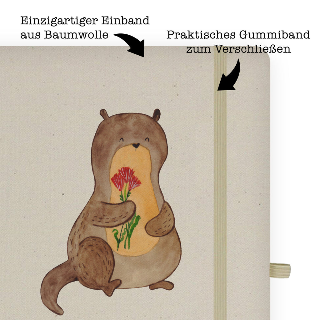 Baumwoll Notizbuch Otter Blumenstrauß Notizen, Eintragebuch, Tagebuch, Notizblock, Adressbuch, Journal, Kladde, Skizzenbuch, Notizheft, Schreibbuch, Schreibheft, Otter, Fischotter, Seeotter, Otter Seeotter See Otter