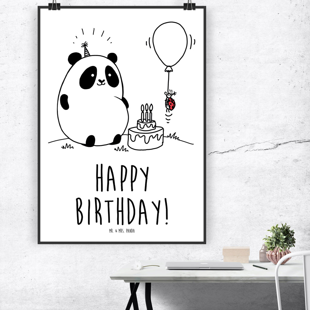 Poster Panda Geburtstag Poster, Wandposter, Bild, Wanddeko, Küchenposter, Kinderposter, Wanddeko Bild, Raumdekoration, Wanddekoration, Handgemaltes Poster, Mr. & Mrs. Panda Poster, Designposter, Kunstdruck, Posterdruck