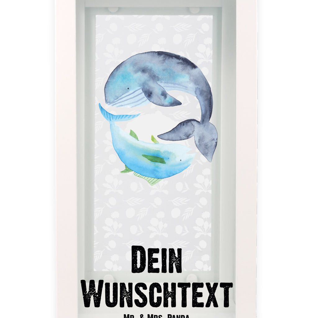 Personalisierte Deko Laterne Walfisch & Thunfisch Gartenlampe, Gartenleuchte, Gartendekoration, Gartenlicht, Laterne kleine Laternen, XXL Laternen, Laterne groß, Tiermotive, Gute Laune, lustige Sprüche, Tiere, Wal, Wahl, Tunfisch, Wortwitz lustig, Spruch lustig, Flachwitz, Witz, Spruch des Tages, Flachwitz Geschenk