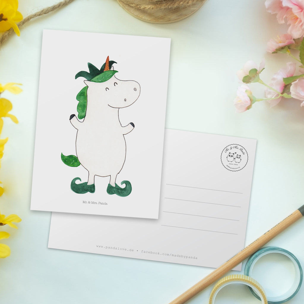 Postkarte Einhorn Joker Postkarte, Karte, Geschenkkarte, Grußkarte, Einladung, Ansichtskarte, Geburtstagskarte, Einladungskarte, Dankeskarte, Einhorn, Einhörner, Einhorn Deko, Pegasus, Unicorn, Hofnarr, Kasper, Gaukler, Mittelalter