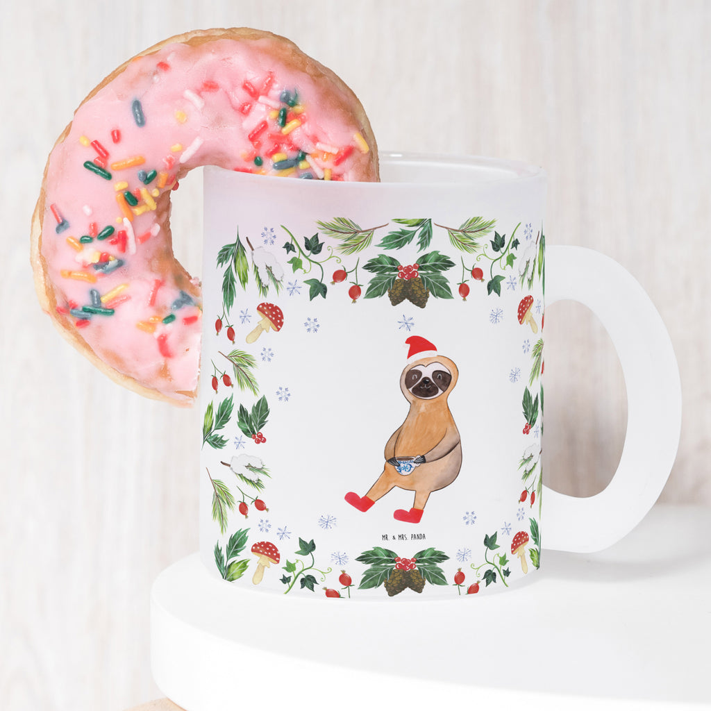 Teetasse Faultier Kakao Teetasse, Teeglas, Teebecher, Tasse mit Henkel, Tasse, Glas Teetasse, Teetasse aus Glas, Winter, Weihnachten, Weihnachtsdeko, Nikolaus, Advent, Heiligabend, Wintermotiv