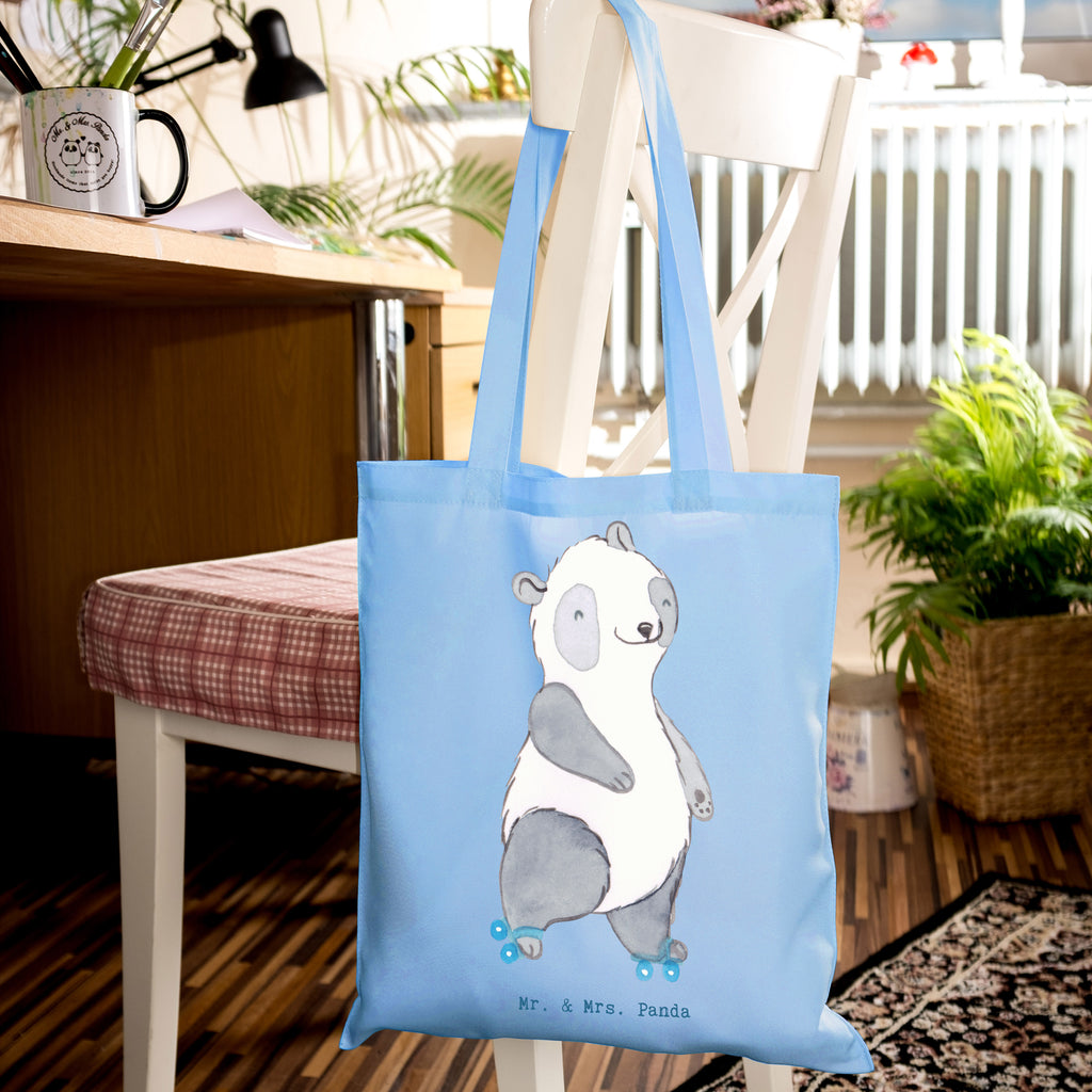 Tragetasche Panda Inliner fahren Medizin Beuteltasche, Beutel, Einkaufstasche, Jutebeutel, Stoffbeutel, Tasche, Shopper, Umhängetasche, Strandtasche, Schultertasche, Stofftasche, Tragetasche, Badetasche, Jutetasche, Einkaufstüte, Laptoptasche, Geschenk, Sport, Sportart, Hobby, Schenken, Danke, Dankeschön, Auszeichnung, Gewinn, Sportler, Inliner fahren, Rollschuh fahren, Rollerblades, inlinern