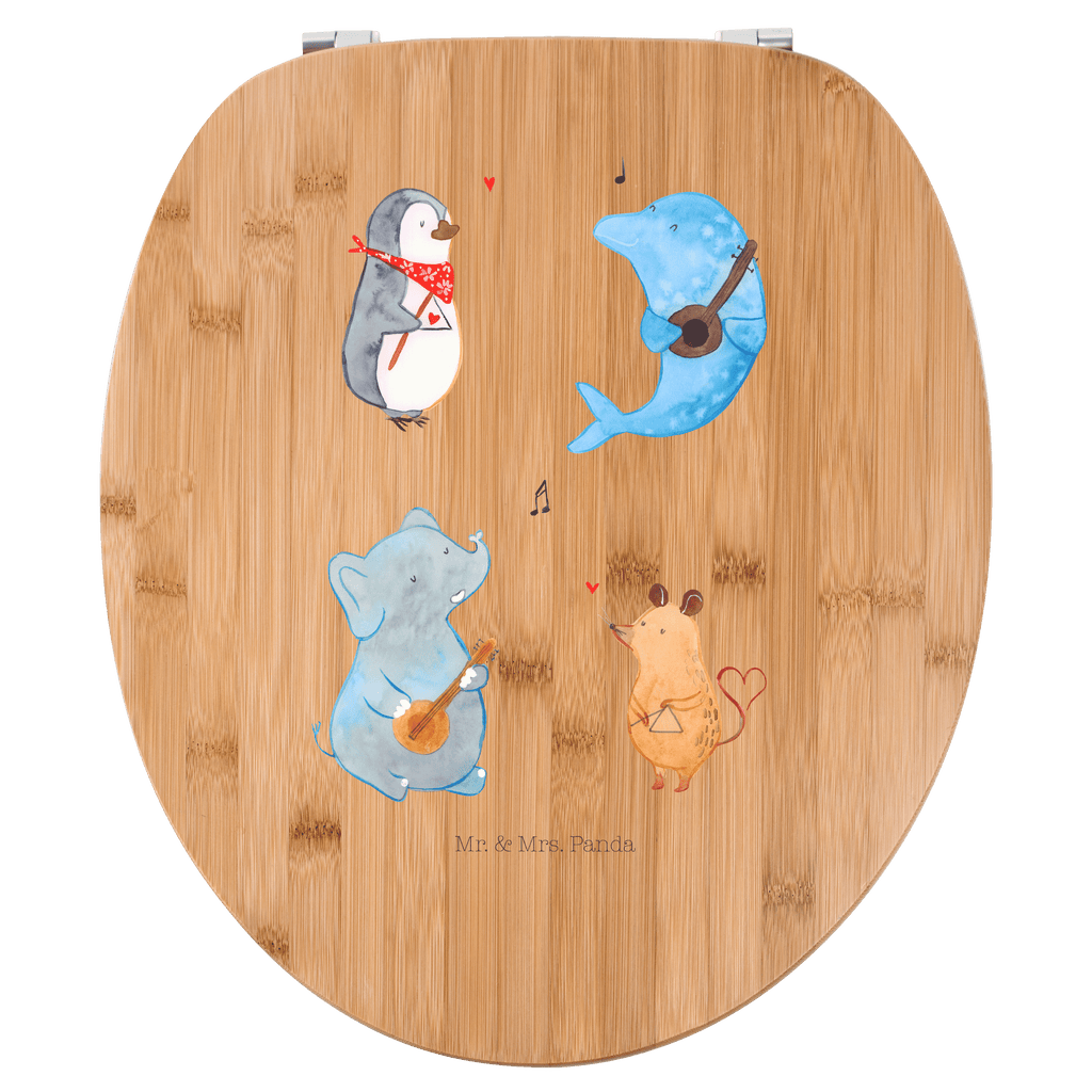 Motiv WC Sitz Big Band Klobrille, Klodeckel, Toilettendeckel, WC-Sitz, Toilette, Tiermotive, Gute Laune, lustige Sprüche, Tiere, Hund, Pinguin, Maus, Elefant, Delfin, Gitarre, Band, Triangel, Musikanten, Musik