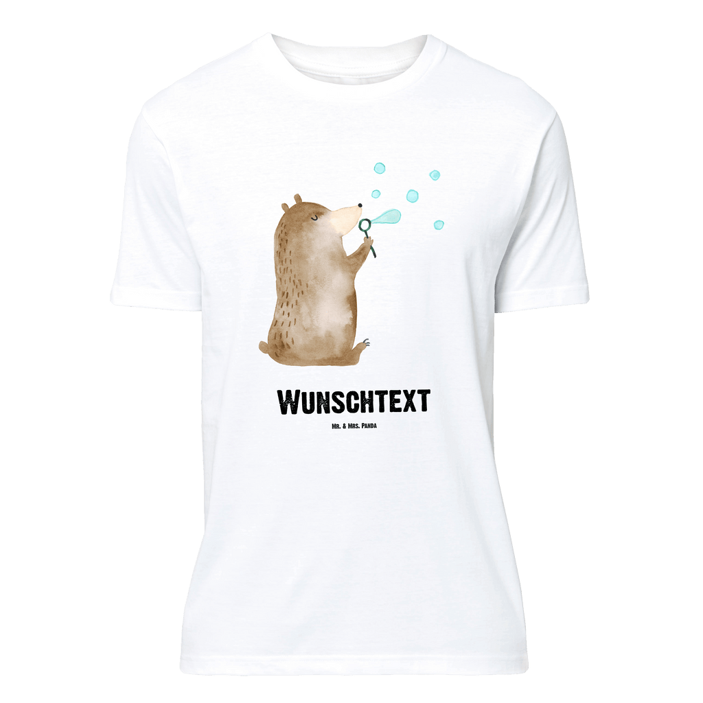 Personalisiertes T-Shirt Bär Seifenblasen T-Shirt Personalisiert, T-Shirt mit Namen, T-Shirt mit Aufruck, Männer, Frauen, Wunschtext, Bedrucken, Bär, Teddy, Teddybär, Seifenblasen Bär Lustig Sein Glücklich Traurig Happy