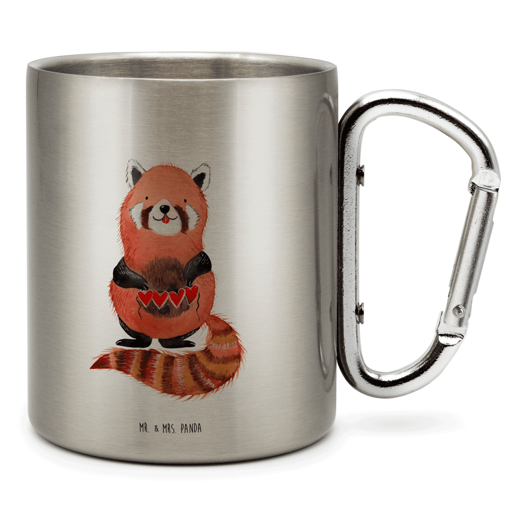 Edelstahlbecher Roter Panda Edelstahltasse, Karabiner, Edelstahlbecher, Outdoor, Camping, Tasse, Becher, Tiermotive, Gute Laune, lustige Sprüche, Tiere, Panda, Liebe, Rot, Herz, Liebling, Lieblingsmensch