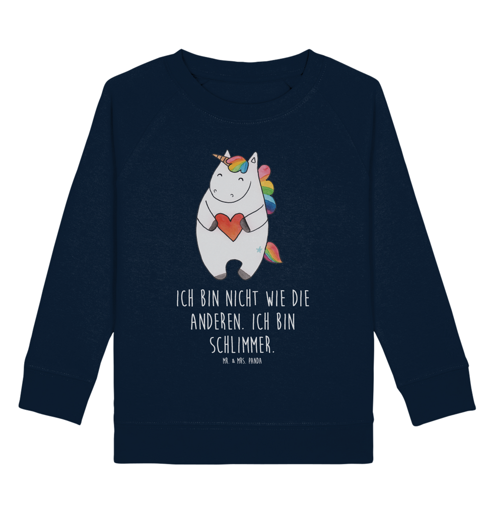 Organic Kinder Pullover Einhorn Herz Kinder Pullover, Kinder Sweatshirt, Jungen, Mädchen, Einhorn, Einhörner, Einhorn Deko, Pegasus, Unicorn, Herz, schlimm, böse, witzig, lustig, Freundin, anders, bunt