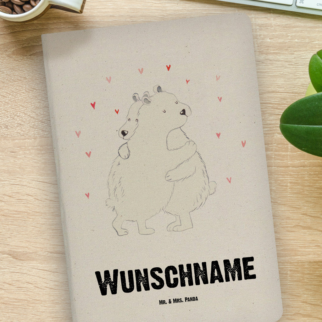 DIN A4 Personalisiertes Notizbuch Eisbär Umarmen Personalisiertes Notizbuch, Notizbuch mit Namen, Notizbuch bedrucken, Personalisierung, Namensbuch, Namen, Tiermotive, Gute Laune, lustige Sprüche, Tiere