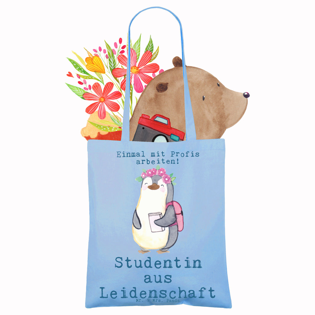 Tragetasche Studentin aus Leidenschaft Beuteltasche, Beutel, Einkaufstasche, Jutebeutel, Stoffbeutel, Tasche, Shopper, Umhängetasche, Strandtasche, Schultertasche, Stofftasche, Tragetasche, Badetasche, Jutetasche, Einkaufstüte, Laptoptasche, Beruf, Ausbildung, Jubiläum, Abschied, Rente, Kollege, Kollegin, Geschenk, Schenken, Arbeitskollege, Mitarbeiter, Firma, Danke, Dankeschön