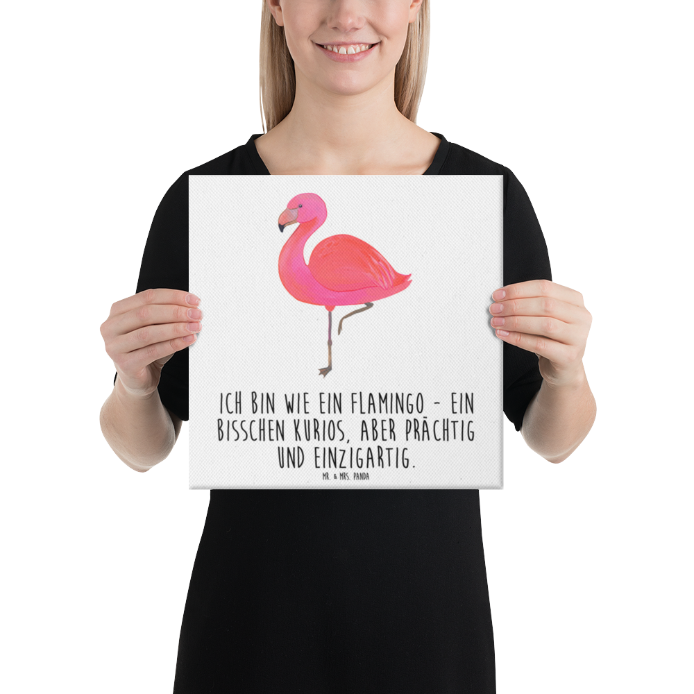 Leinwand Bild Flamingo Classic Leinwand, Bild, Kunstdruck, Wanddeko, Dekoration, Flamingo, Einzigartig, Selbstliebe, Stolz, ich, für mich, Spruch, Freundin, Freundinnen, Außenseiter, Sohn, Tochter, Geschwister