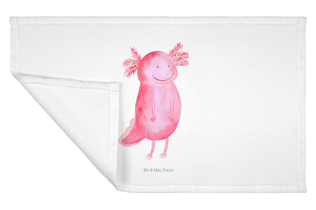 Handtuch Axolotl Glücklich Gästetuch, Reisehandtuch, Sport Handtuch, Frottier, Kinder Handtuch, Axolotl, Molch, Axolot, Schwanzlurch, Lurch, Lurche, Motivation, gute Laune